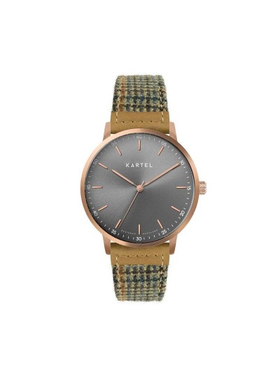 HUME 40MM BROWN FABRIC STRAP WATCH