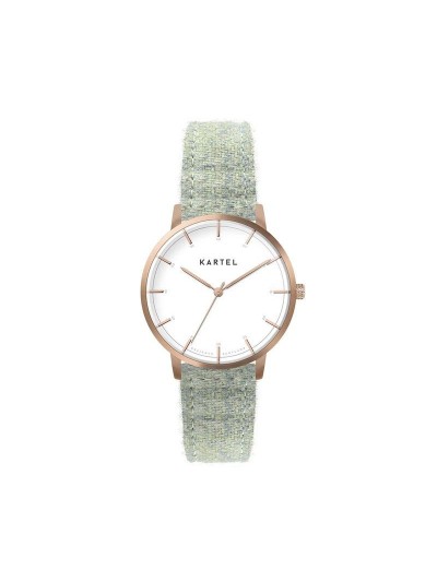 ISLA 34MM GREEN TWEED STRAP WATCH