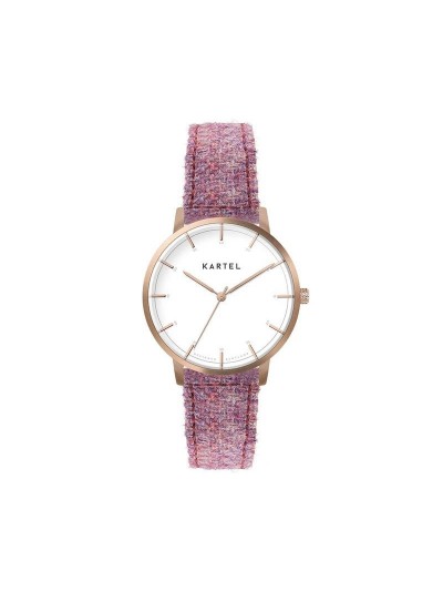 ISLA 34MM PINK TWEED LEATHER STRAP WATCH