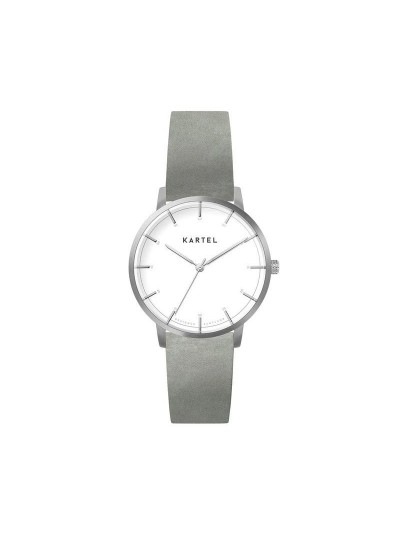 ISLA 34MM GREY LEATHER STRAP WATCH