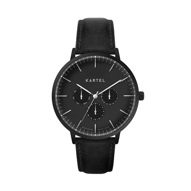 CUILLIN 43MM BLACK LEATHER STRAP WATCH