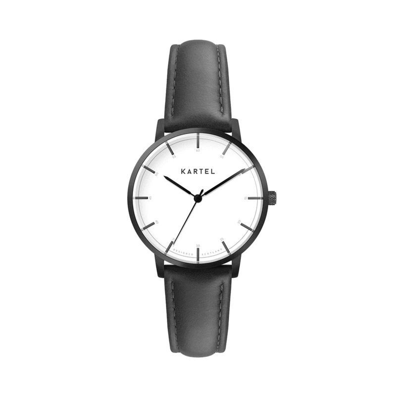 ISLA 34MM BLACK LEATHER STRAP WATCH