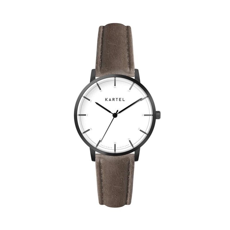 ISLA 34MM BROWN LEATHER STRAP WATCH