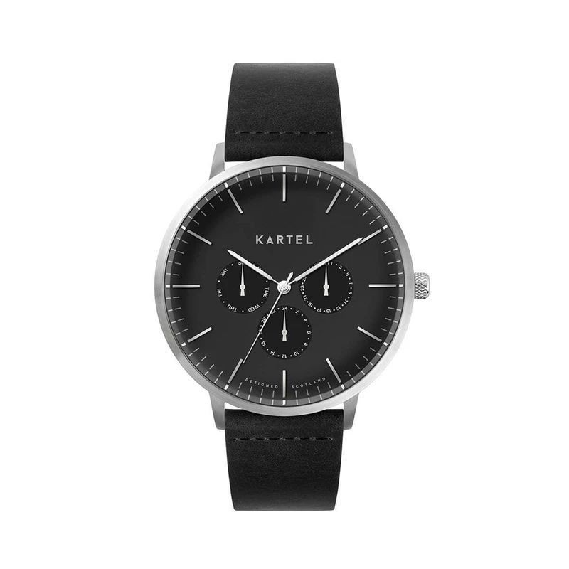 CUILLIN 43MM BLACK LEATHER STRAP WATCH