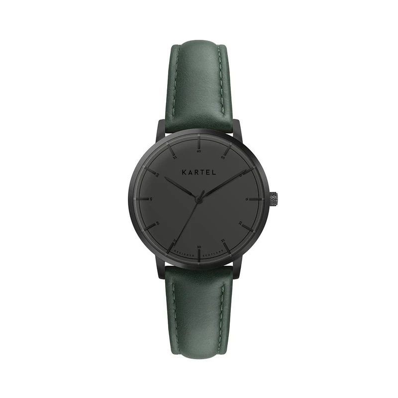 ISLA 34MM GREEN LEATHER STRAP WATCH