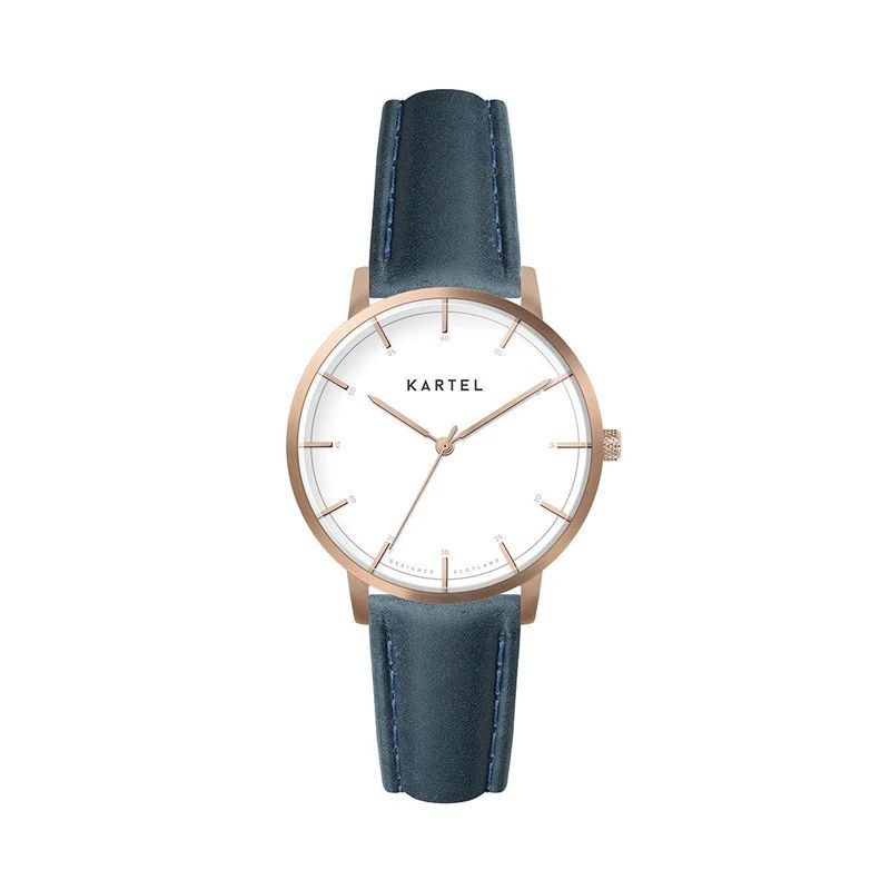 ISLA 34MM BLUE LEATHER STRAP WATCH