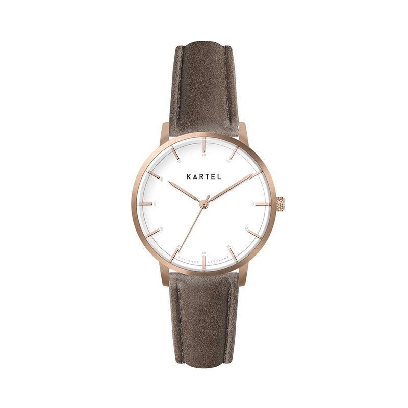 ISLA 34MM BROWN LEATHER STRAP WATCH