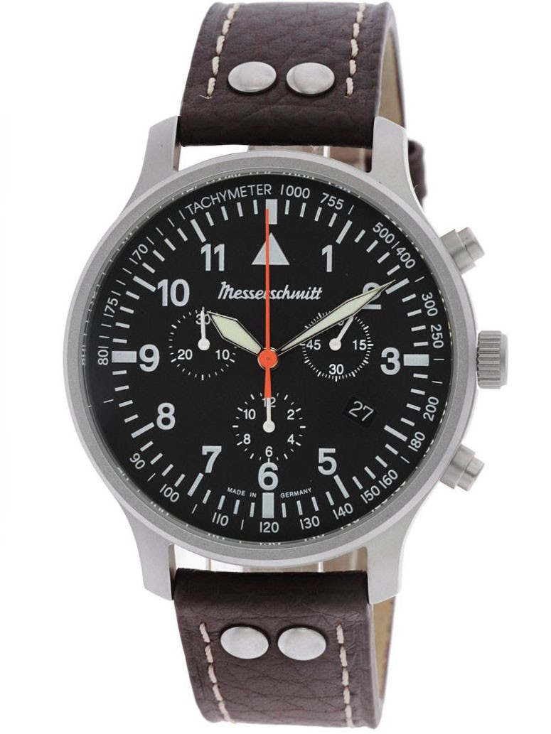 ME-3H202 Men's Watch Chronograph with Brown Leather Strap
