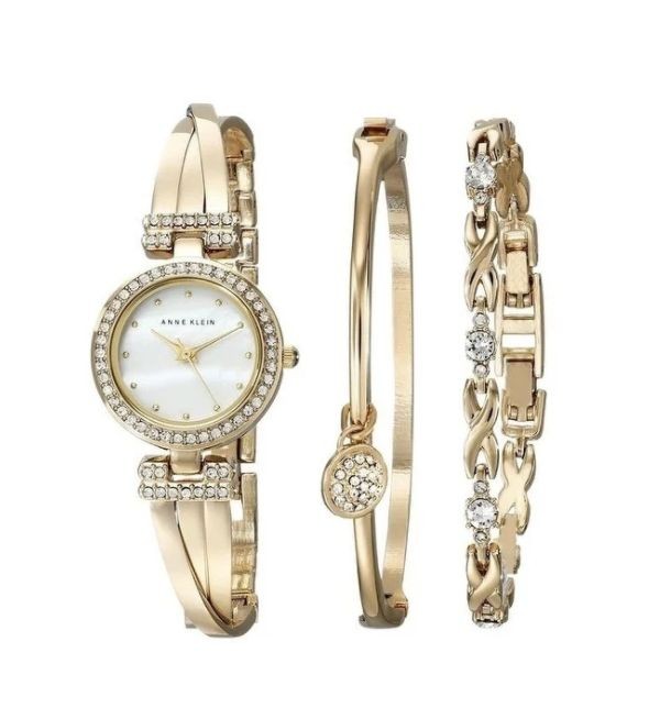 Anne Klein Gold-Tone Bracelet and Ladies Watch AK-1868GBST