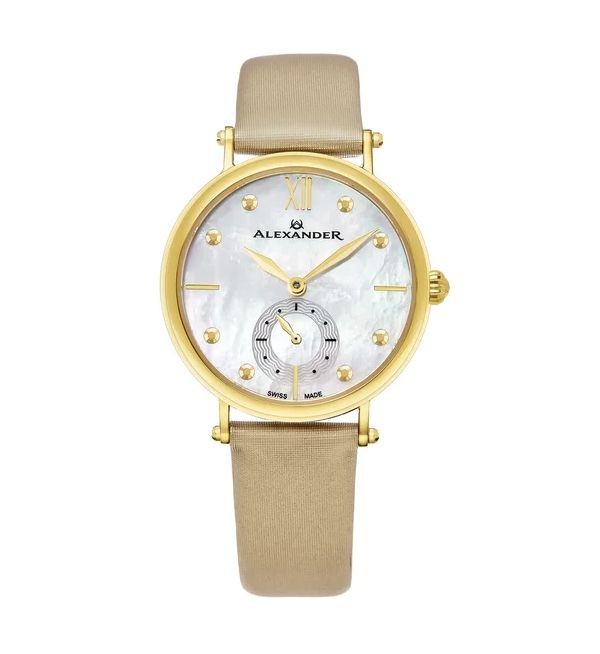 Alexander Women's Gold Tone Roxana Swiss Made Tan Leather Strap Watch