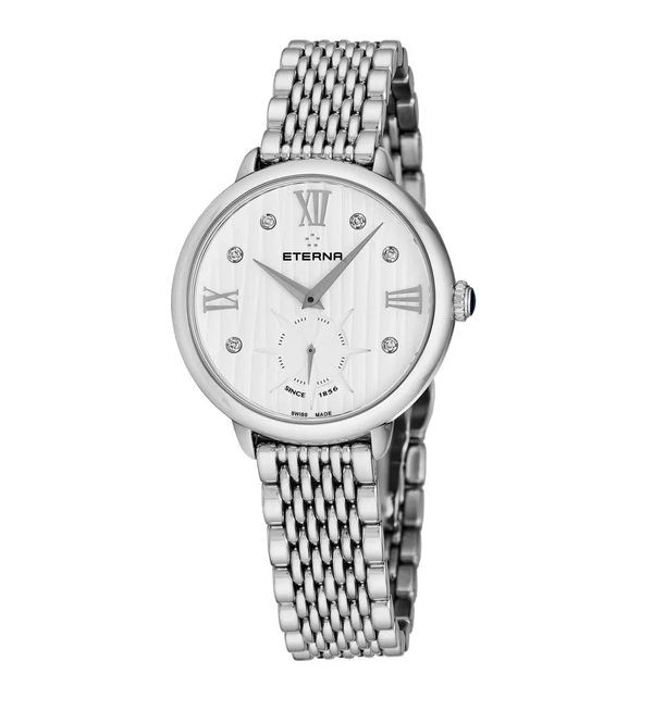 Eterna Women's 2801.41.96.1743 'Eternity' White Diamond Dial Stainless Steel Small Seconds Quartz Watch