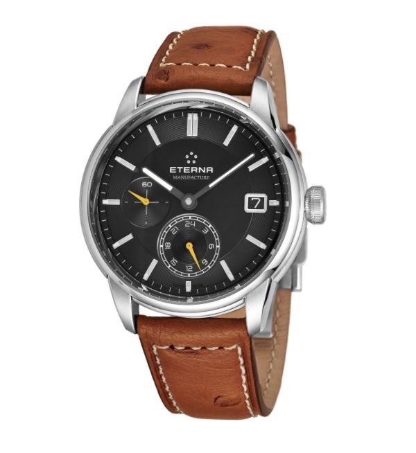 Eterna Men's 7661.41.56.1352 'Adventic' Grey Dial Brown Leather Strap GMT Automatic Watch