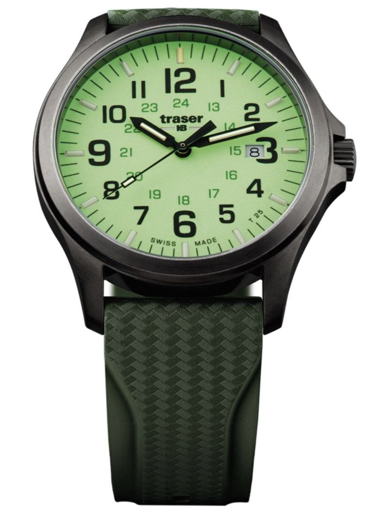 107424 Mens Watch P67 Officer Pro Gun Metal Lime Diver Strap