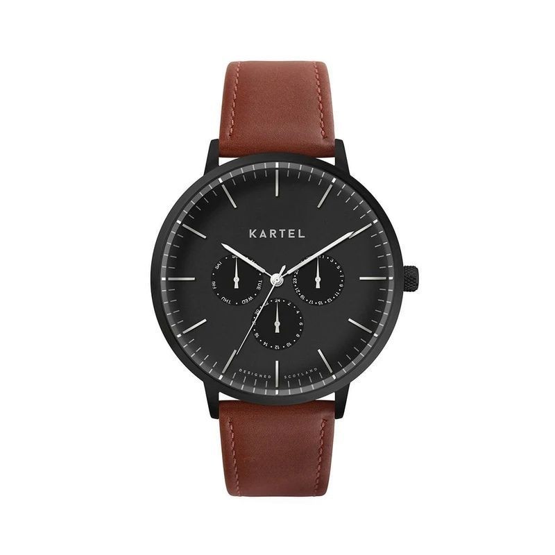 CUILLIN 43MM MAROON LEATHER STRAP WATCH