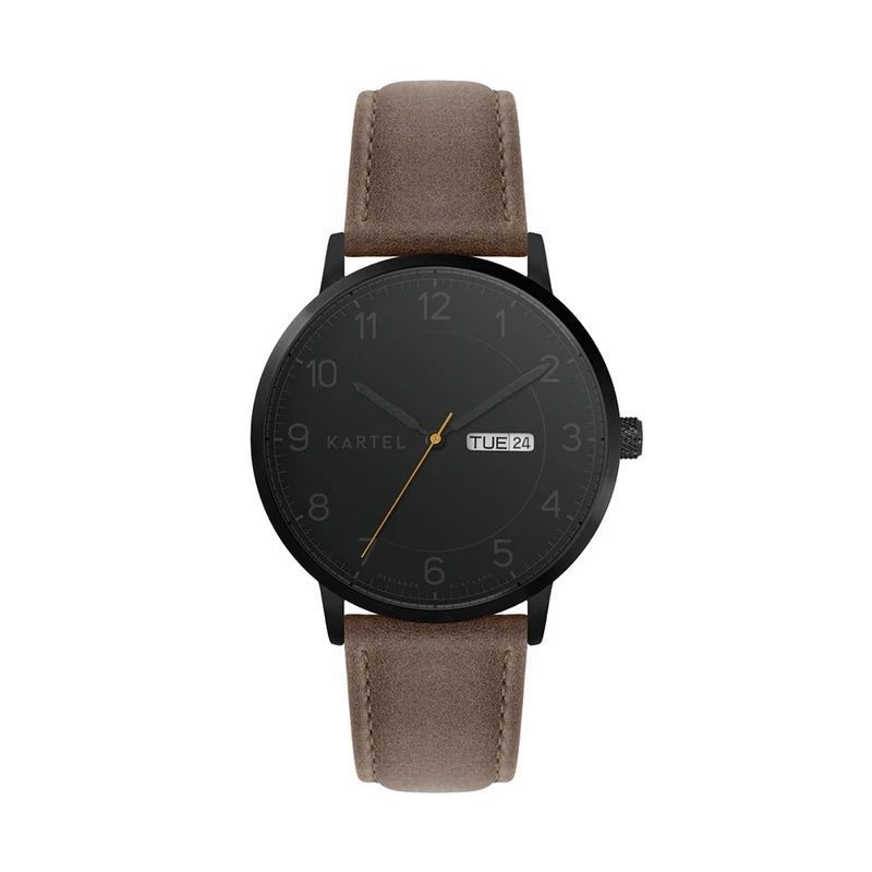 MORRIS 40MM BROWN LEATHER STRAP WATCH