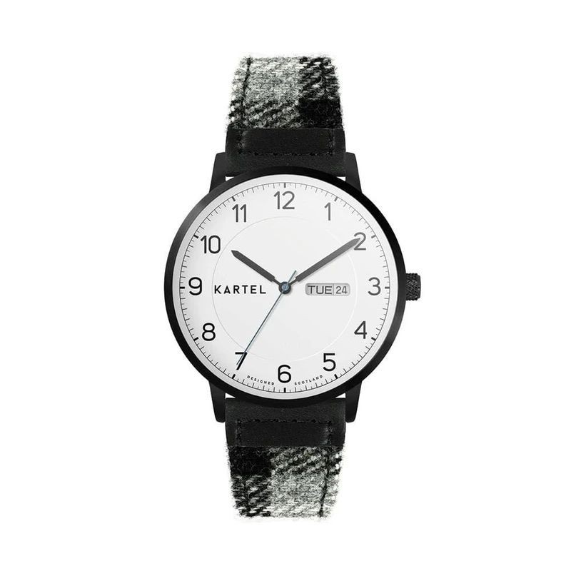 MORRIS 40MM GREY TARTAN STRAP WATCH