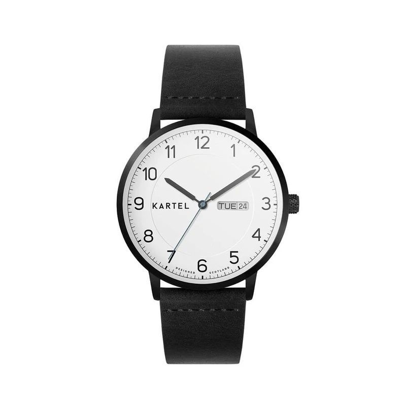 MORRIS 40MM BLACK LEATHER STRAP WATCH