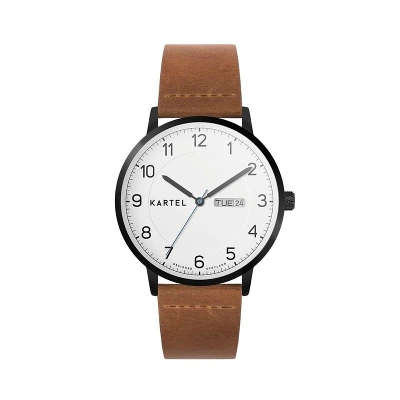 MORRIS 40MM TAN LEATHER STRAP WATCH