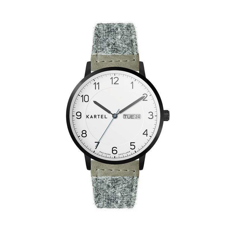 MORRIS 40MM GREY HARRIS TWEED STRAP WATCH