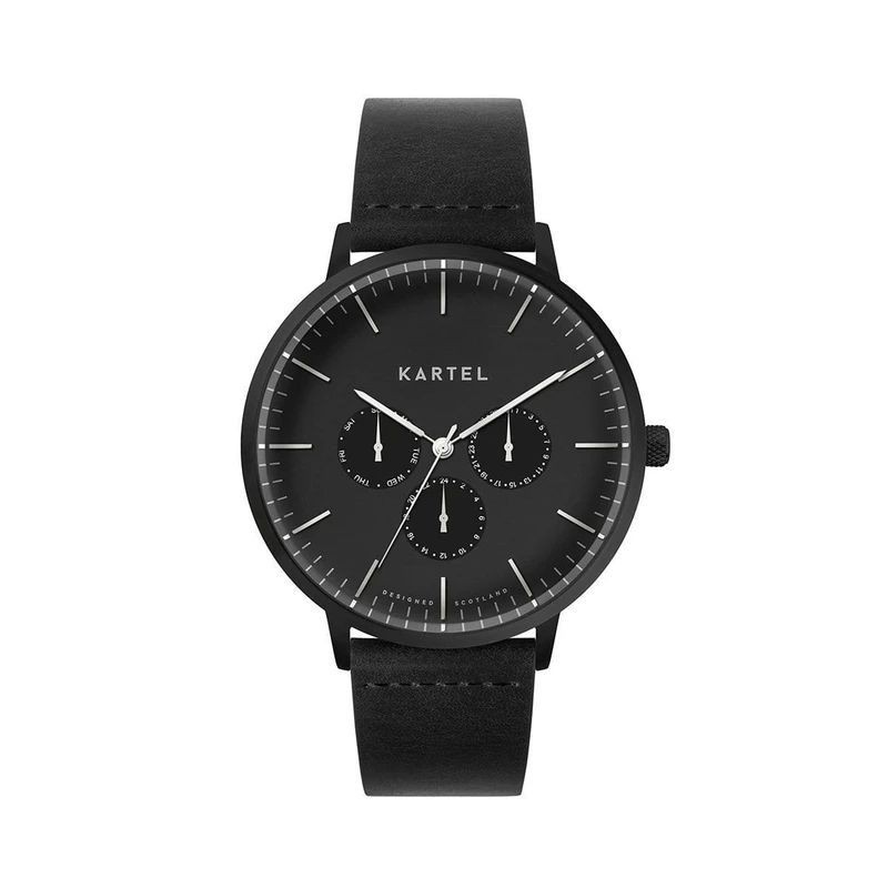 CUILLIN 43MM BLACK LEATHER STRAP WATCH