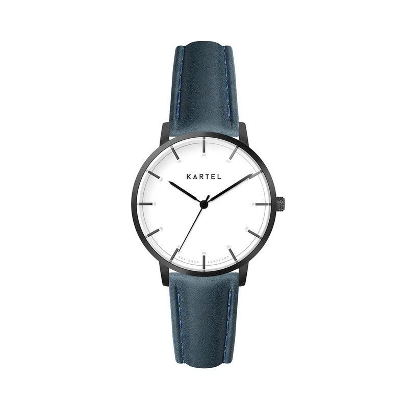 ISLA 34MM BLUE LEATHER STRAP WATCH