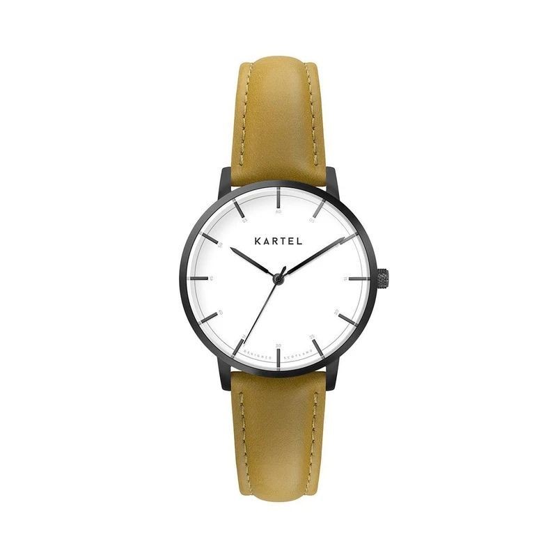 ISLA 34MM YELLOW LEATHER STRAP WATCH