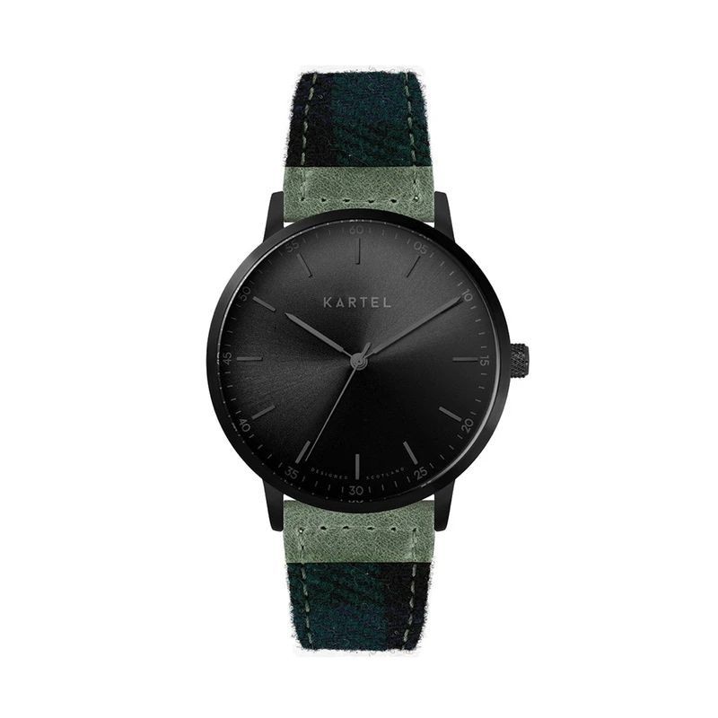 HUME 40MM BLUE TARTAN STRAP WATCH