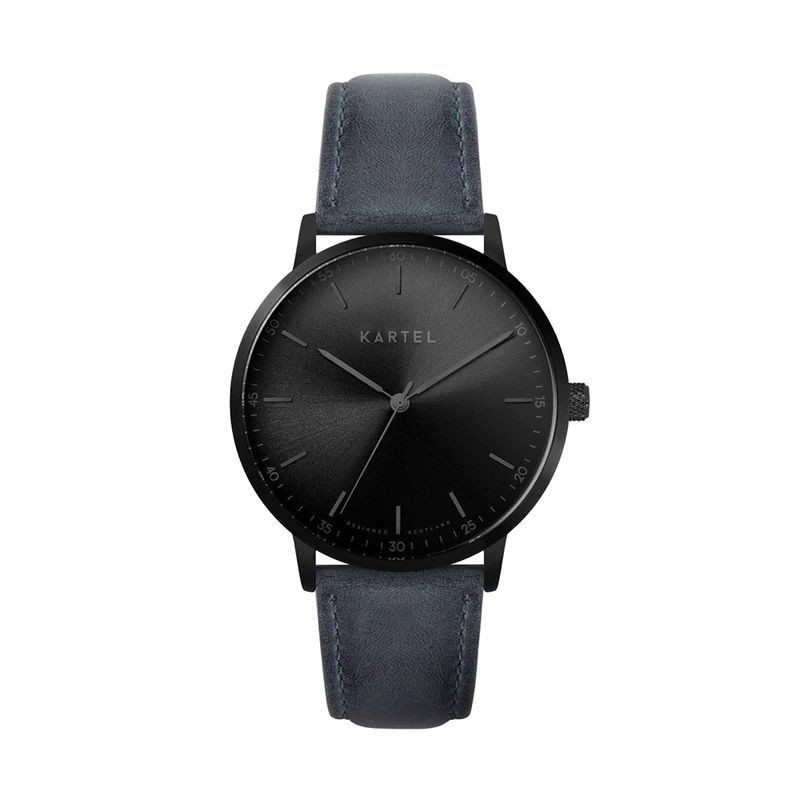 HUME 40MM BLUE LEATHER STRAP WATCH