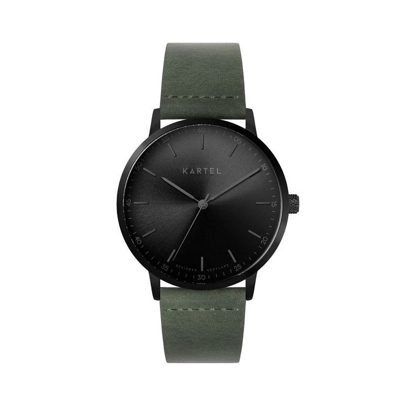 HUME 40MM GREEN LEATHER STRAP WATCH
