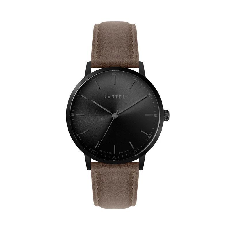 HUME 40MM BROWN LEATHER STRAP WATCH