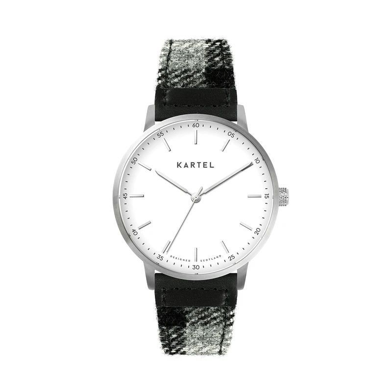 HUME 40MM GREY TARTAN STRAP WATCH