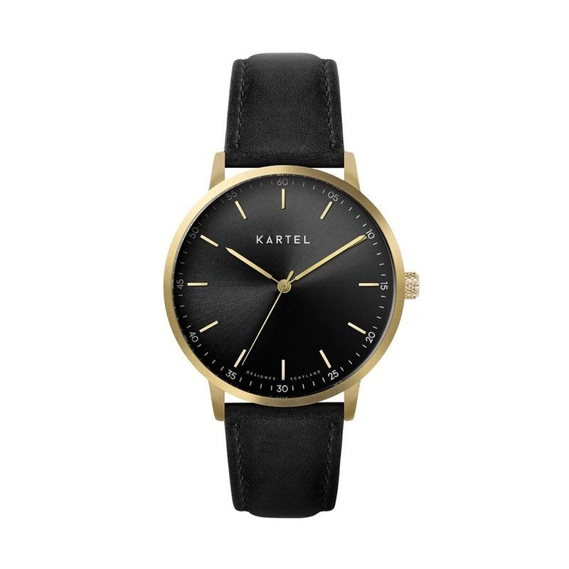 HUME 40MM BLACK LEATHER STRAP WATCH