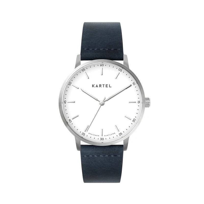 HUME 40MM BLUE LEATHER STRAP WATCH