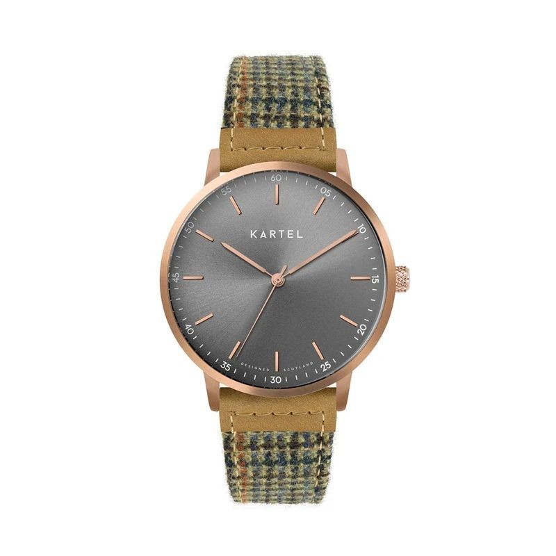 HUME 40MM BROWN FABRIC STRAP WATCH
